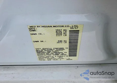 2018 Nissan Altima 2.5 z USA, uszkodzony, nr VIN 1N4AL3AP5JC138079